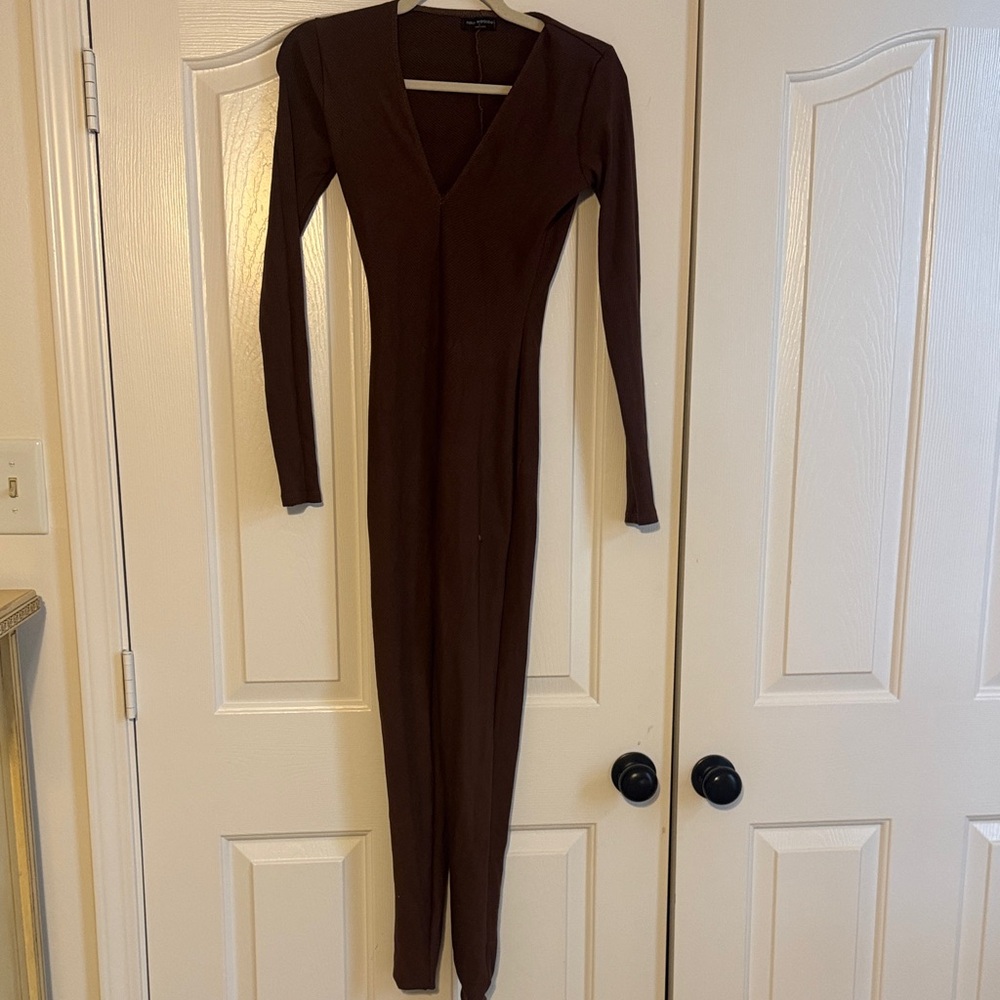 Naked Wardrobe Chocolate Long Sleeve Dress